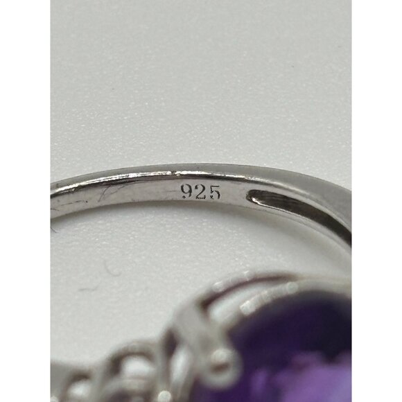 Amethyst Gemstone Ring Sterling Silver 925 Size 7.5 - Picture 11 of 12